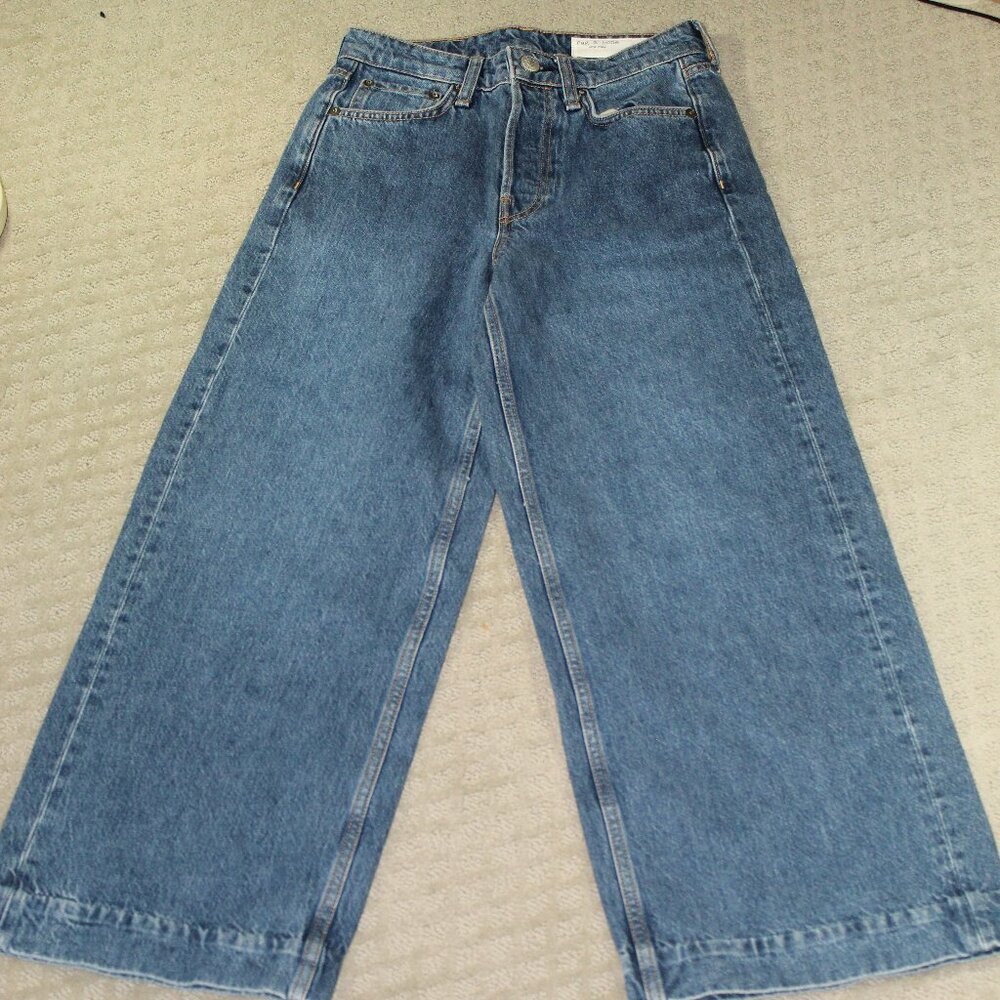 NWT rag & bone Maya High Rise Wide Leg Button Fly Light Blue Jeans